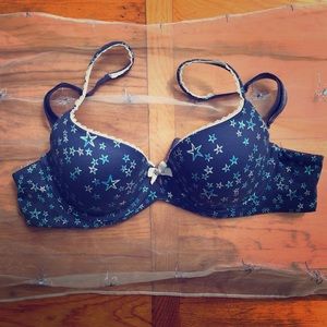 Victoria’s Secret lined demi bra 34B blue stars